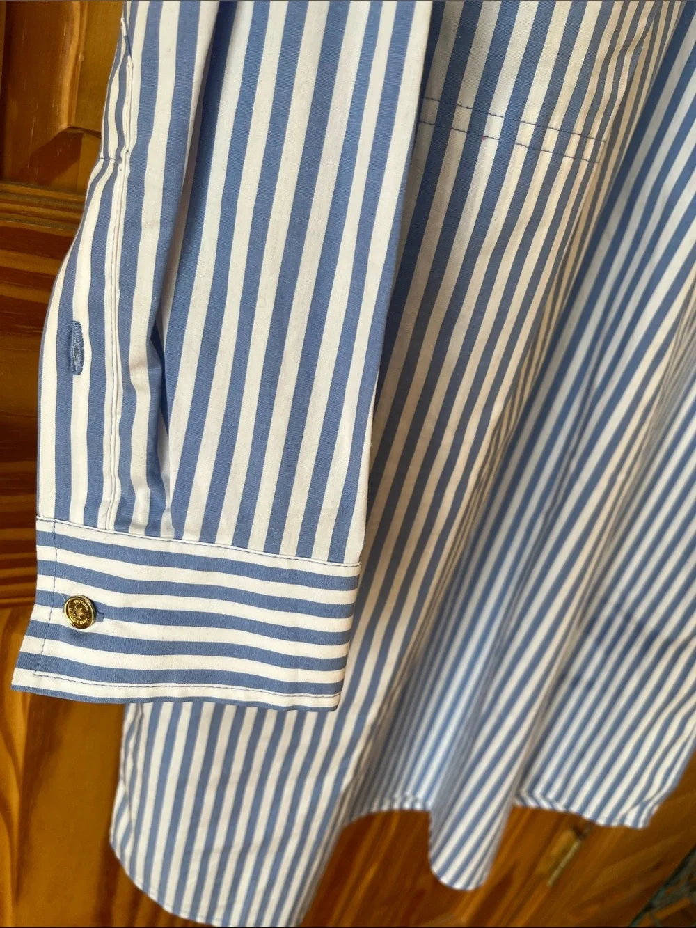 Michael Kors Blue & White Striped Tunic Shirt/Beach Coverup - Size Large